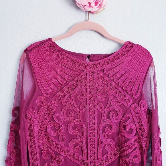 JS Collections Soutache Embroidered Midi Dress in Berry - Picture 9 of 11